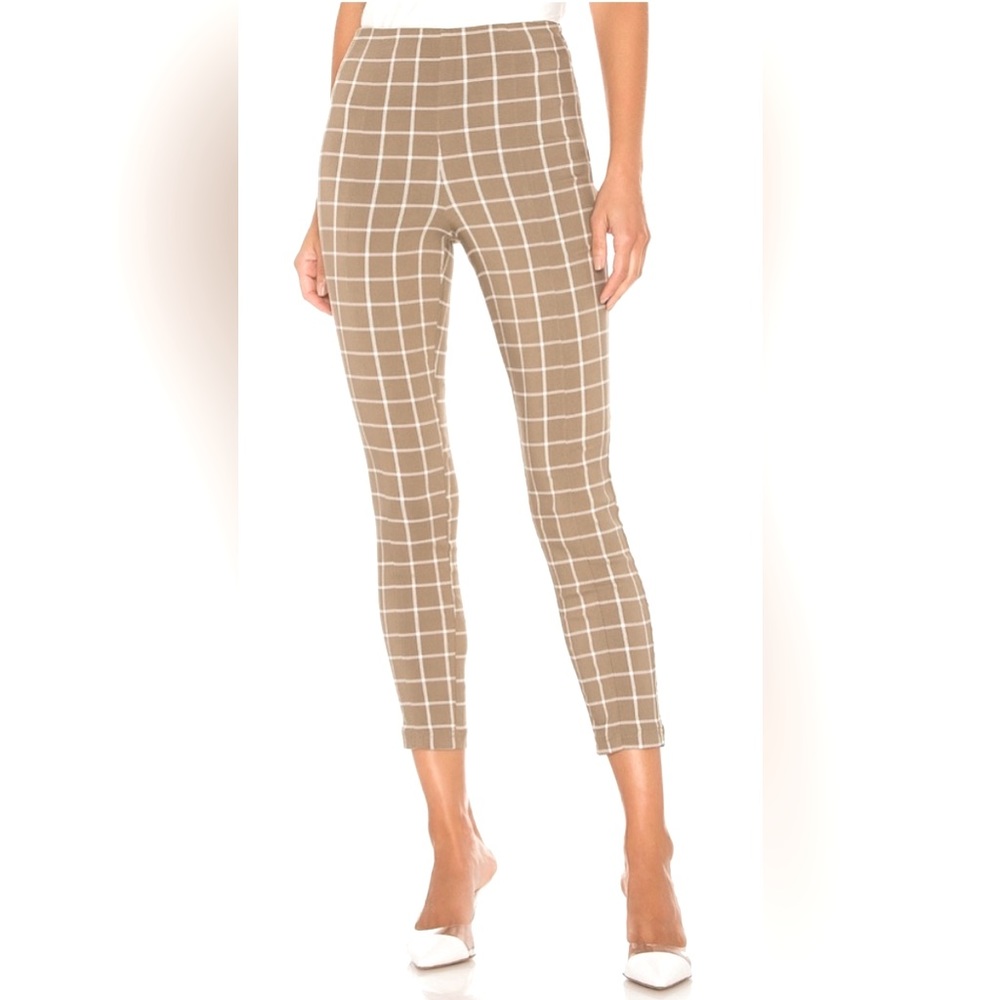 Lovers + Friends Liam Plaid Skinny Stretch Cropped Pants in Tan
